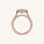 Load image into Gallery viewer, The Lunea – Floating Bezel Solitaire Solara Halo Engagement Ring with ¾ Diamond Shank