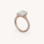 Load image into Gallery viewer, The Lunea – Floating Bezel Solitaire Solara Halo Engagement Ring with ¾ Diamond Shank