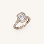 Load image into Gallery viewer, The Lunea – Floating Bezel Solitaire Solara Halo Engagement Ring with ¾ Diamond Shank