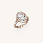 Load image into Gallery viewer, The Lunea – Floating Bezel Solitaire Solara Halo Engagement Ring with ¾ Diamond Shank