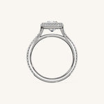 Load image into Gallery viewer, The Lunea – Floating Bezel Solitaire Solara Halo Engagement Ring with ¾ Diamond Shank