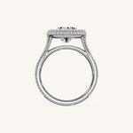 Load image into Gallery viewer, The Lunea – Floating Bezel Solitaire Solara Halo Engagement Ring with ¾ Diamond Shank