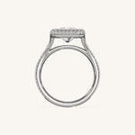 Load image into Gallery viewer, The Lunea – Floating Bezel Solitaire Solara Halo Engagement Ring with ¾ Diamond Shank