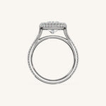 Load image into Gallery viewer, The Lunea – Floating Bezel Solitaire Solara Halo Engagement Ring with ¾ Diamond Shank
