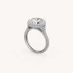 Load image into Gallery viewer, The Lunea – Floating Bezel Solitaire Solara Halo Engagement Ring with ¾ Diamond Shank