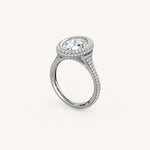 Load image into Gallery viewer, The Lunea – Floating Bezel Solitaire Solara Halo Engagement Ring with ¾ Diamond Shank