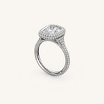 Load image into Gallery viewer, The Lunea – Floating Bezel Solitaire Solara Halo Engagement Ring with ¾ Diamond Shank