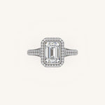 Load image into Gallery viewer, The Lunea – Floating Bezel Solitaire Solara Halo Engagement Ring with ¾ Diamond Shank