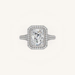 Load image into Gallery viewer, The Lunea – Floating Bezel Solitaire Solara Halo Engagement Ring with ¾ Diamond Shank