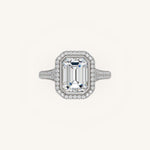 Load image into Gallery viewer, The Lunea – Floating Bezel Solitaire Solara Halo Engagement Ring with ¾ Diamond Shank