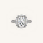 Load image into Gallery viewer, The Lunea – Floating Bezel Solitaire Solara Halo Engagement Ring with ¾ Diamond Shank