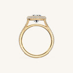 Load image into Gallery viewer, The Lunea – Floating Bezel Solitaire Solara Halo Engagement Ring with ¾ Diamond Shank
