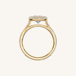 Load image into Gallery viewer, The Lunea – Floating Bezel Solitaire Solara Halo Engagement Ring with ¾ Diamond Shank