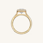 Load image into Gallery viewer, The Lunea – Floating Bezel Solitaire Solara Halo Engagement Ring with ¾ Diamond Shank
