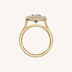 Load image into Gallery viewer, The Lunea – Floating Bezel Solitaire Solara Halo Engagement Ring with ¾ Diamond Shank