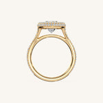 Load image into Gallery viewer, The Lunea – Floating Bezel Solitaire Solara Halo Engagement Ring with ¾ Diamond Shank