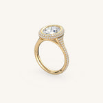 Load image into Gallery viewer, The Lunea – Floating Bezel Solitaire Solara Halo Engagement Ring with ¾ Diamond Shank