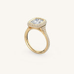 Load image into Gallery viewer, The Lunea – Floating Bezel Solitaire Solara Halo Engagement Ring with ¾ Diamond Shank