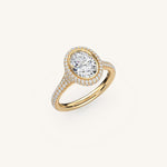 Load image into Gallery viewer, The Lunea – Floating Bezel Solitaire Solara Halo Engagement Ring with ¾ Diamond Shank