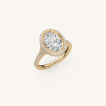 Load image into Gallery viewer, The Lunea – Floating Bezel Solitaire Solara Halo Engagement Ring with ¾ Diamond Shank