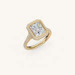 Load image into Gallery viewer, The Lunea – Floating Bezel Solitaire Solara Halo Engagement Ring with ¾ Diamond Shank
