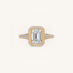 Load image into Gallery viewer, The Lunea – Floating Bezel Solitaire Solara Halo Engagement Ring with ¾ Diamond Shank
