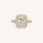 Load image into Gallery viewer, The Lunea – Floating Bezel Solitaire Solara Halo Engagement Ring with ¾ Diamond Shank