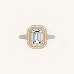 Load image into Gallery viewer, The Lunea – Floating Bezel Solitaire Solara Halo Engagement Ring with ¾ Diamond Shank