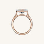 Load image into Gallery viewer, The Lunea – Floating Bezel Solitaire Solara Halo Engagement Ring (E-W) with ¾ Diamond Shank