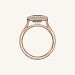 Load image into Gallery viewer, The Lunea – Floating Bezel Solitaire Solara Halo Engagement Ring (E-W) with ¾ Diamond Shank