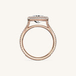 Load image into Gallery viewer, The Lunea – Floating Bezel Solitaire Solara Halo Engagement Ring (E-W) with ¾ Diamond Shank