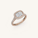 Load image into Gallery viewer, The Lunea – Floating Bezel Solitaire Solara Halo Engagement Ring (E-W) with ¾ Diamond Shank