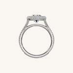Load image into Gallery viewer, The Lunea – Floating Bezel Solitaire Solara Halo Engagement Ring (E-W) with ¾ Diamond Shank