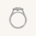 Load image into Gallery viewer, The Lunea – Floating Bezel Solitaire Solara Halo Engagement Ring (E-W) with ¾ Diamond Shank