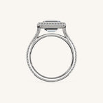 Load image into Gallery viewer, The Lunea – Floating Bezel Solitaire Solara Halo Engagement Ring (E-W) with ¾ Diamond Shank