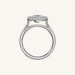 Load image into Gallery viewer, The Lunea – Floating Bezel Solitaire Solara Halo Engagement Ring (E-W) with ¾ Diamond Shank