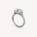 Load image into Gallery viewer, The Lunea – Floating Bezel Solitaire Solara Halo Engagement Ring (E-W) with ¾ Diamond Shank