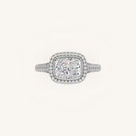 Load image into Gallery viewer, The Lunea – Floating Bezel Solitaire Solara Halo Engagement Ring (E-W) with ¾ Diamond Shank