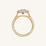 Load image into Gallery viewer, The Lunea – Floating Bezel Solitaire Solara Halo Engagement Ring (E-W) with ¾ Diamond Shank