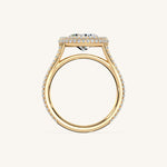 Load image into Gallery viewer, The Lunea – Floating Bezel Solitaire Solara Halo Engagement Ring (E-W) with ¾ Diamond Shank