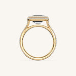 Load image into Gallery viewer, The Lunea – Floating Bezel Solitaire Solara Halo Engagement Ring (E-W) with ¾ Diamond Shank