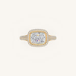 Load image into Gallery viewer, The Lunea – Floating Bezel Solitaire Solara Halo Engagement Ring (E-W) with ¾ Diamond Shank