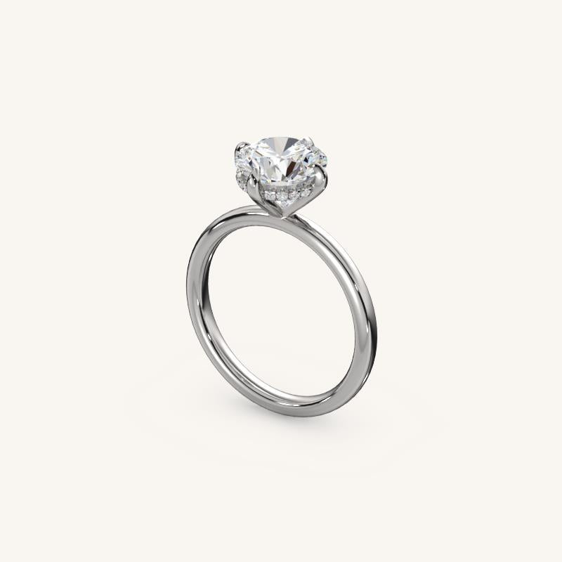 The Trelisse –Solitaire Hidden Halo Engagement Ring (E-W)