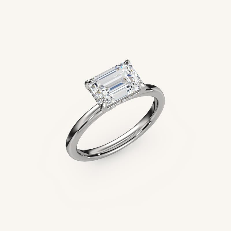 The Trelisse –Solitaire Hidden Halo Engagement Ring (E-W)
