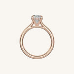 Load image into Gallery viewer, The Solienne – Cathedral Solitaire Hidden Halo Engagement Ring
