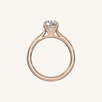 Load image into Gallery viewer, The Solienne – Cathedral Solitaire Hidden Halo Engagement Ring
