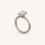 Load image into Gallery viewer, The Solienne – Cathedral Solitaire Hidden Halo Engagement Ring
