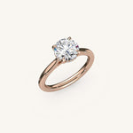 Load image into Gallery viewer, The Solienne – Cathedral Solitaire Hidden Halo Engagement Ring
