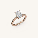 Load image into Gallery viewer, The Solienne – Cathedral Solitaire Hidden Halo Engagement Ring
