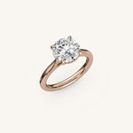Load image into Gallery viewer, The Solienne – Cathedral Solitaire Hidden Halo Engagement Ring
